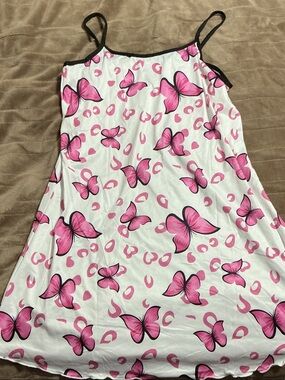 Girls White and Pink Butterfly Slip Dress